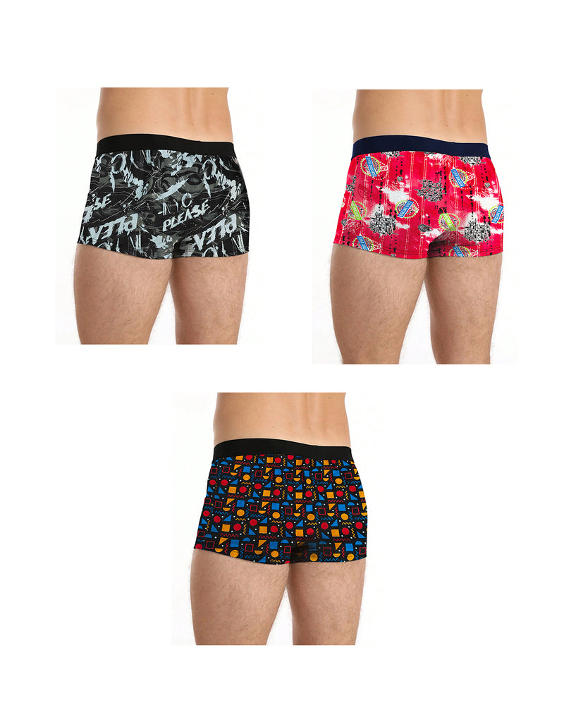 (Pack Of 3) Mens Multicolor Printed Trunks