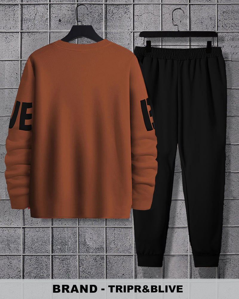 mens tracksuit - BROWN BLACK