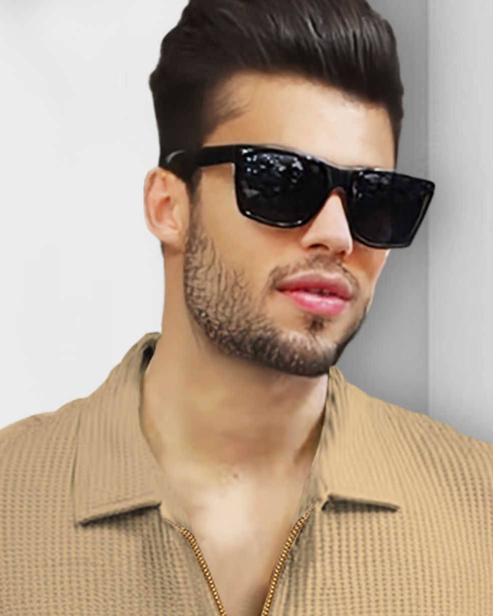 Men Full Sleeve Zip Model Plain Waffle Shirt Beige