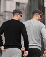 (Pack Of 2) Mens Round Neck Plain Winter Sweatshirt / Multicolour