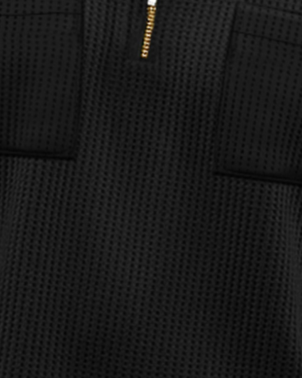 Half Sleeve Double Poacket Polo Waffle Black T-shirt