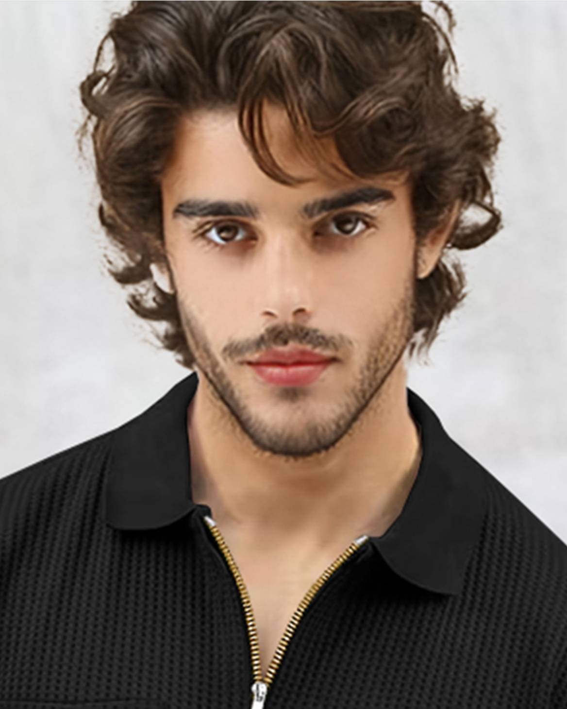 Men Full Sleeve Double Poacket Polo Waffle Black T-shirt