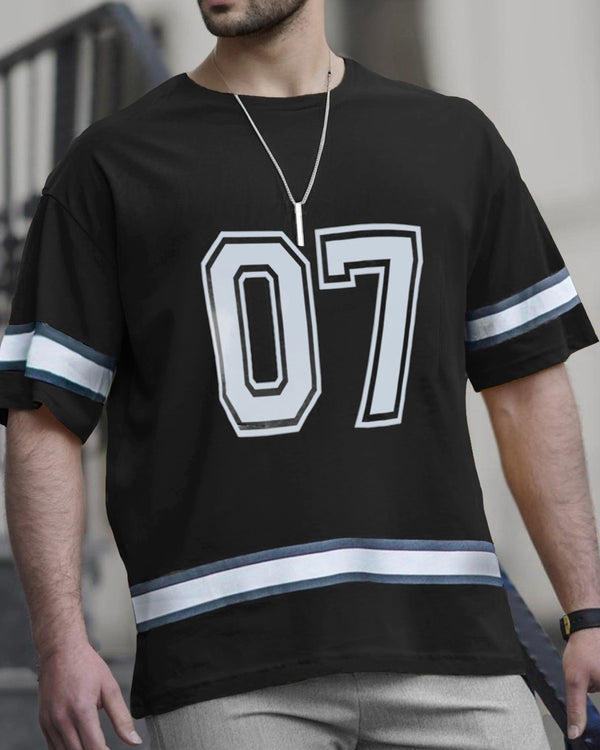 Black Number Printed Oversized T-Shirt