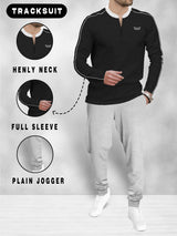 mens tracksuit FULL SLEEVE - BLACK GREY