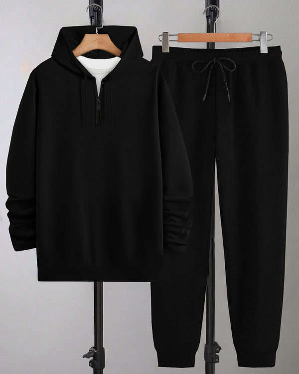 TrackSuit For Black Hooded T-shirt Black Track Pant