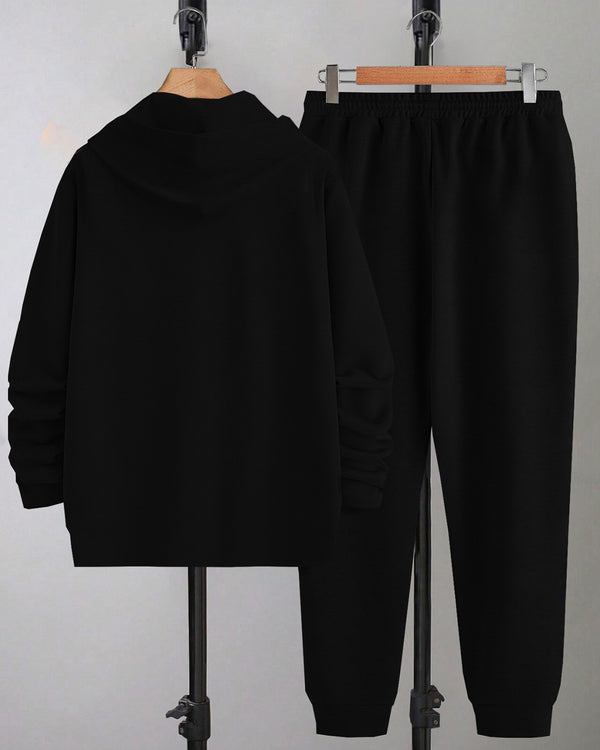 TrackSuit For Black Hooded T-shirt Black Track Pant