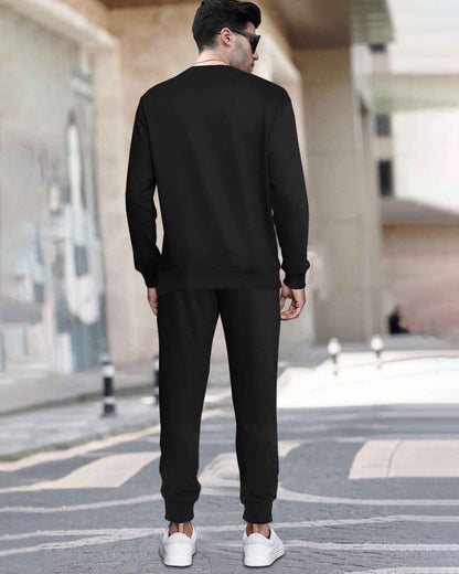 Mens Tracksuit - Full Sleeve Black t-shirt / Black Trackpant