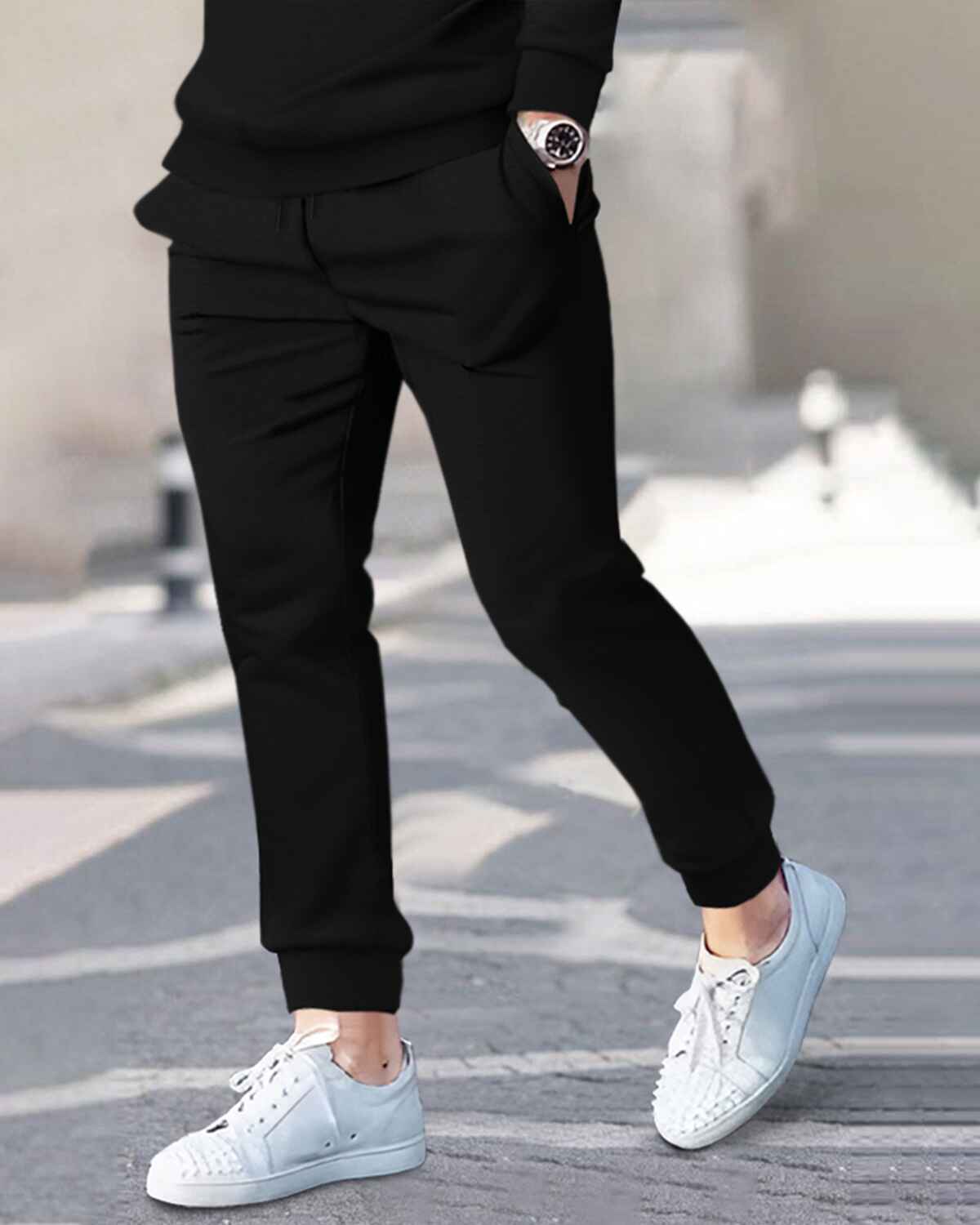 Mens Tracksuit - Full Sleeve Black t-shirt / Black Trackpant