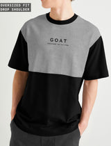 Men Oversized GOAT Printed Black Grey T-shirt