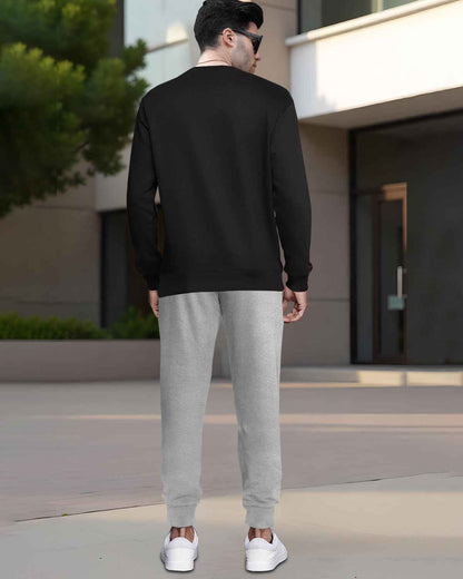 Mens Tracksuit - Full Sleeve Black t-shirt / Grey Trackpant