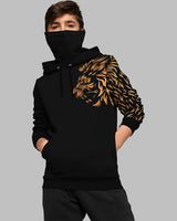 Kids Lion Printed Mask Sweatshirt / Black