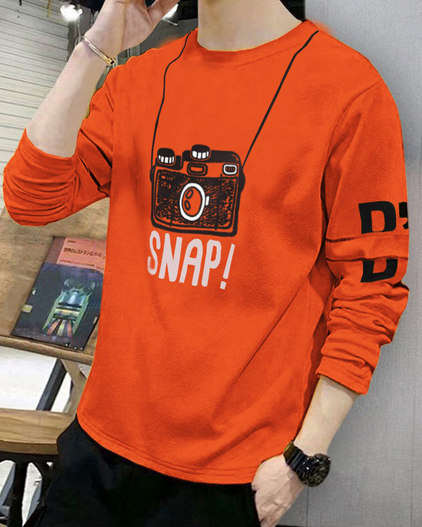 Boys Full Sleeve Orange Graphics Printed Tshirt