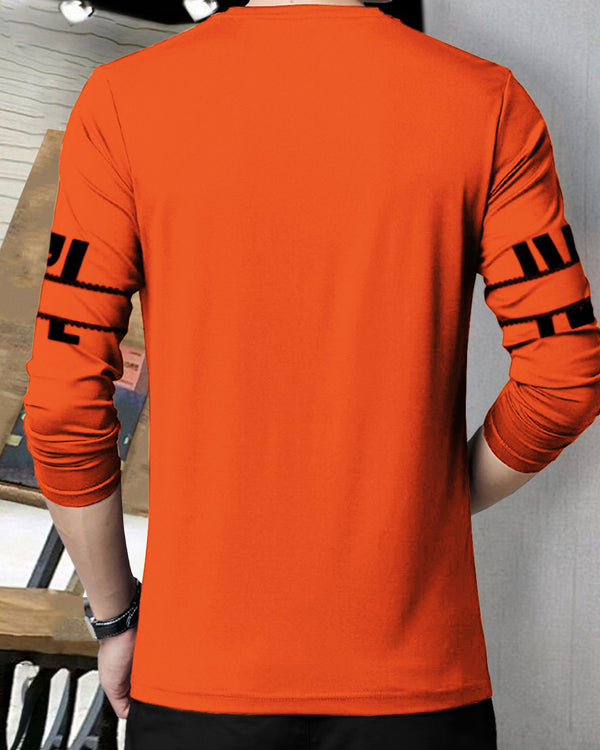 Boys Full Sleeve Orange Graphics Printed Tshirt