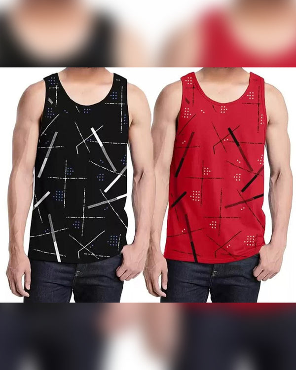 Men Vest Black Red (Pack of 2)