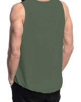 Men Sleeveless Olive Green Printed Vest