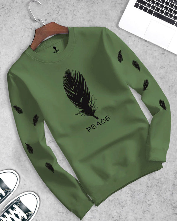 Kids Full Sleeve Olivegreen-Black Printed Tshirt