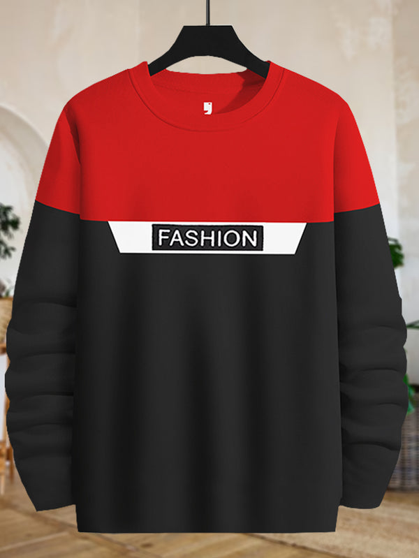 Boys Red-Black Round Neck Full Sleeve T-shirt