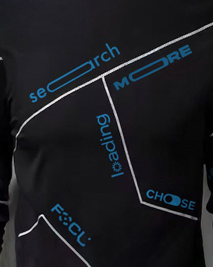 Men Full Sleeve search more Printed Round Neck Black & Blue T-Shirt