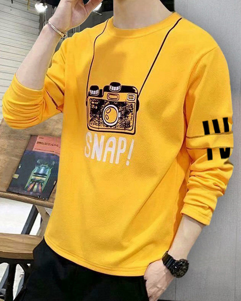 Boys Full Sleeve Yellow Graphics Printed Tshirt