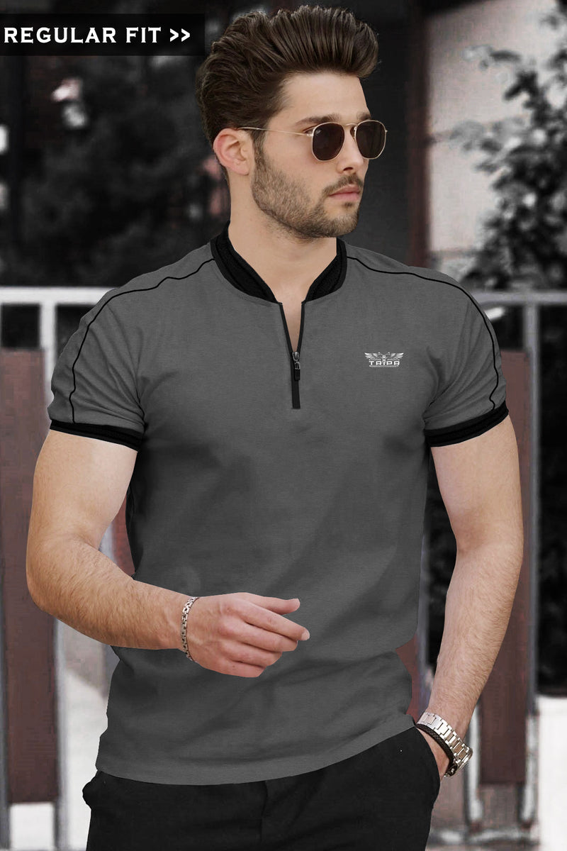 Men Solid Mandarin Collar Cotton Blend Multicolor T-Shirt