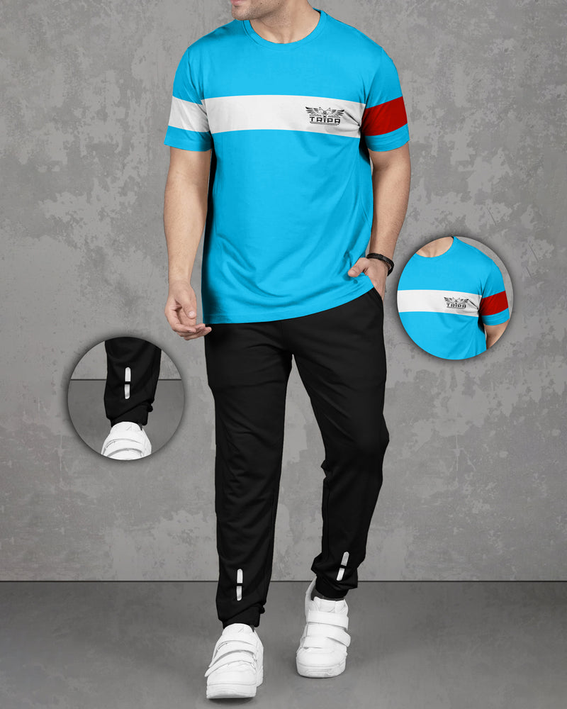 mens tracksuit - SKY BLUE - BLACK