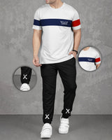 mens tracksuit - WHITE - BLACK