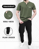 mens tracksuit - OLIVE GREEN - BLACK