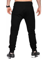 Men Tracksuit - White Printed Drop Shoulder TSHIRT  - BLACK JOGGER