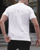 White Half Sleeve Round Neck Zip T-Shirt
