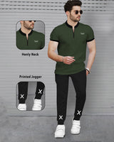 mens tracksuit OLIVE GREEN-BLACK