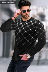 Men Printed Round Neck Cotton Blend Black T-Shirt