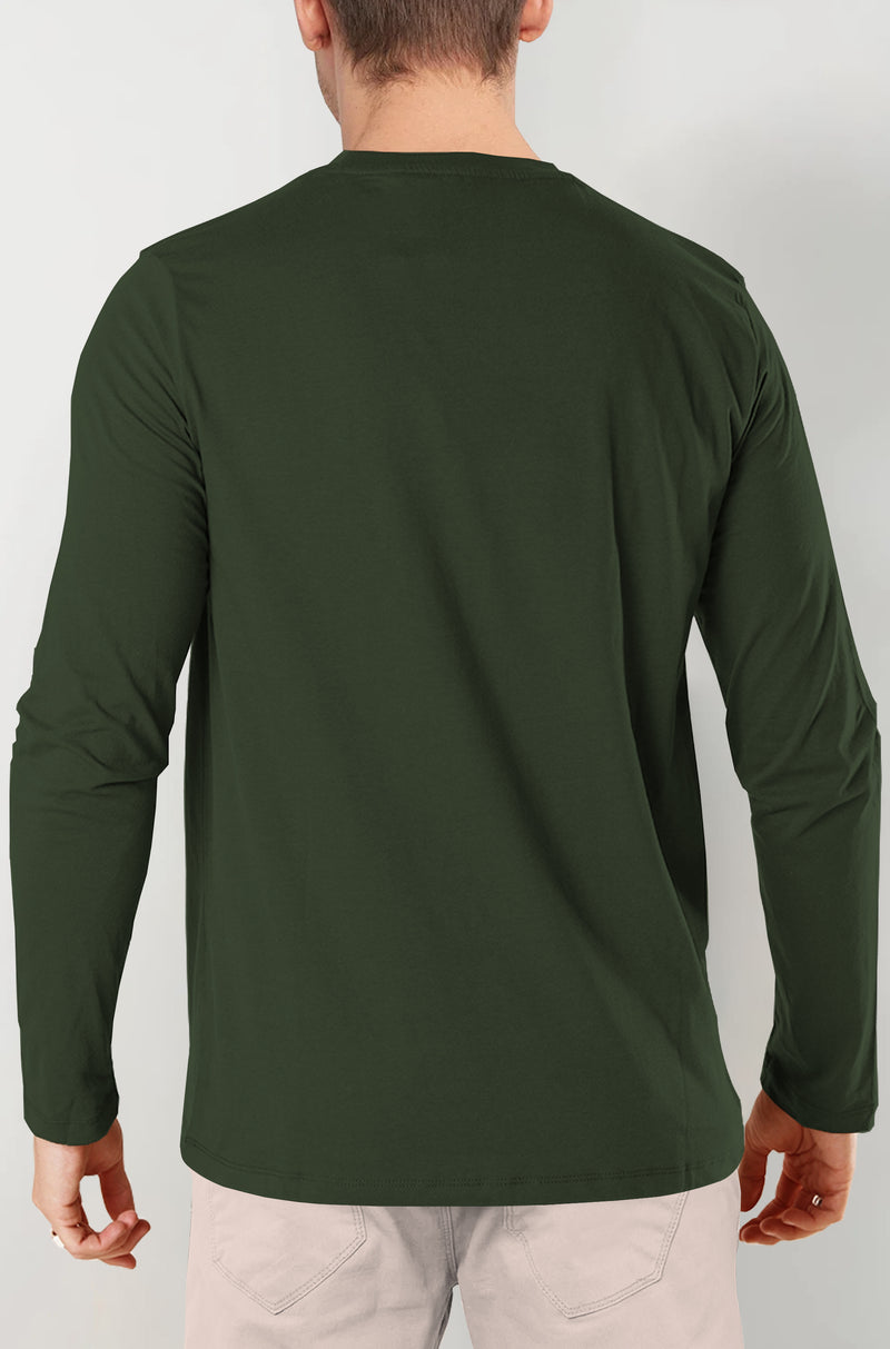 Men Solid V Neck Cotton Blend Olive Green T-Shirt