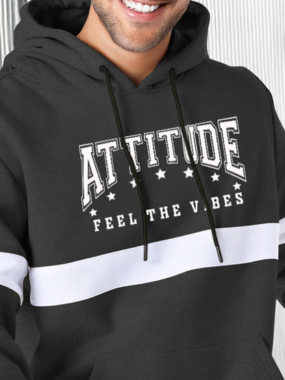 Men Stylish Printed Hooded Sweatshirt Darkgrey