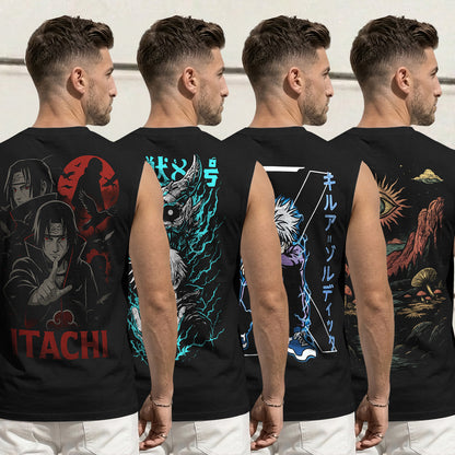 Mens Back Printed Sleeveless Vest Multicolors