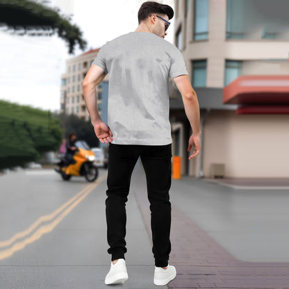 Tracksuit Men Grey Half Sleeve Printed T-shirt Plain Black Trackpant