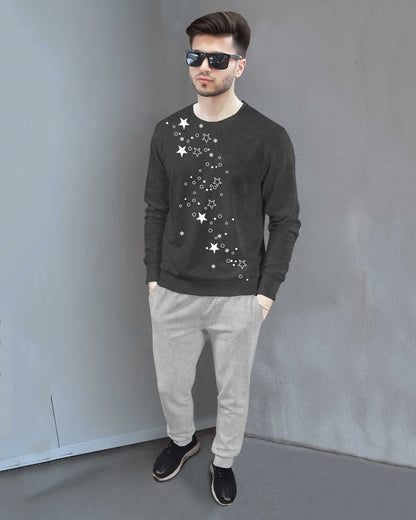 Tracksuit For Men Full Sleeve Printed Darkgrey T-shirt / Plain Grey Trackpant