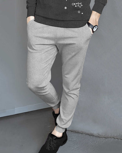 Tracksuit For Men Full Sleeve Printed Darkgrey T-shirt / Plain Grey Trackpant