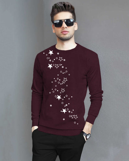 Tracksuit For Men Full Sleeve Printed Maroon T-shirt Plain Black Trackpant