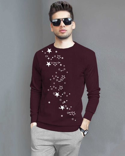 Tracksuit For Men Full Sleeve Printed Maroon T-shirt Plain Grey Trackpant