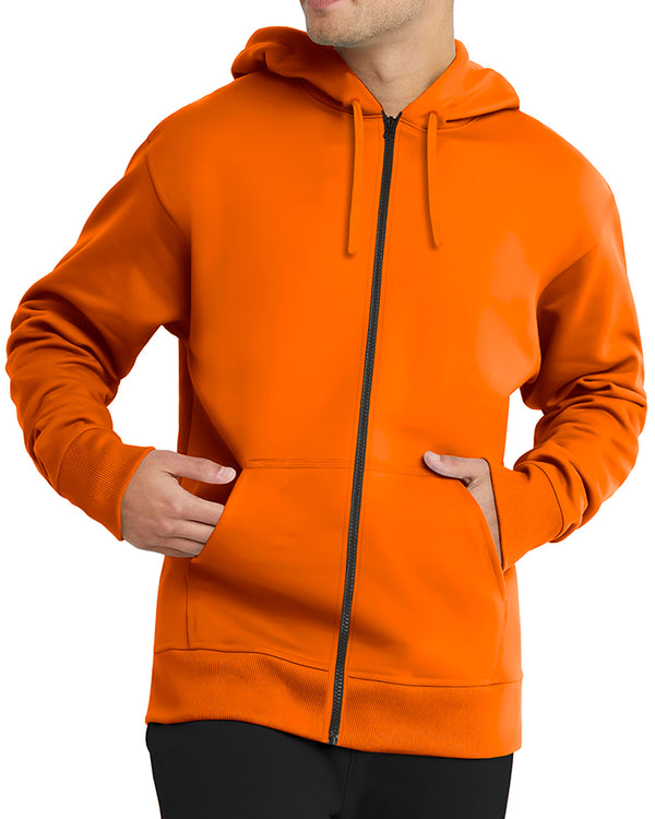 Full Sleeve Fleece Orange Color Plain Jacket