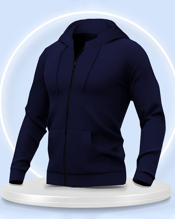 Full Sleeve Fleece Navy Color Plain Jacket