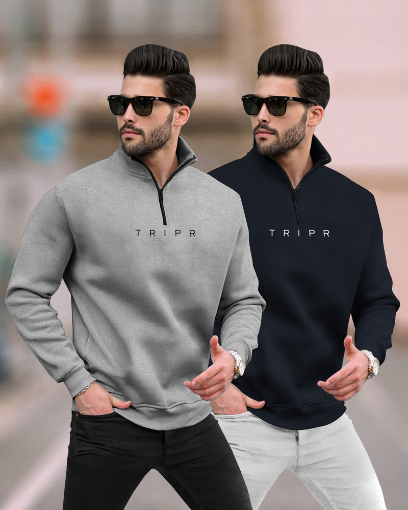 Men High Neck Zipper Sweatshirts - 7 Colors