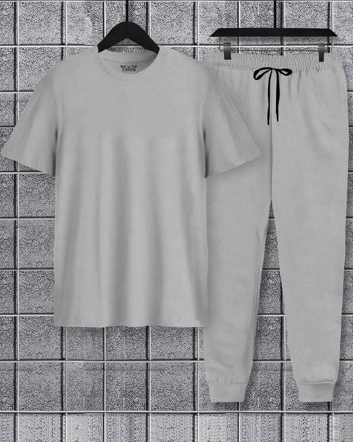 Plain Half Sleeve Grey t-shirt / Grey Trackpant Outfit Set