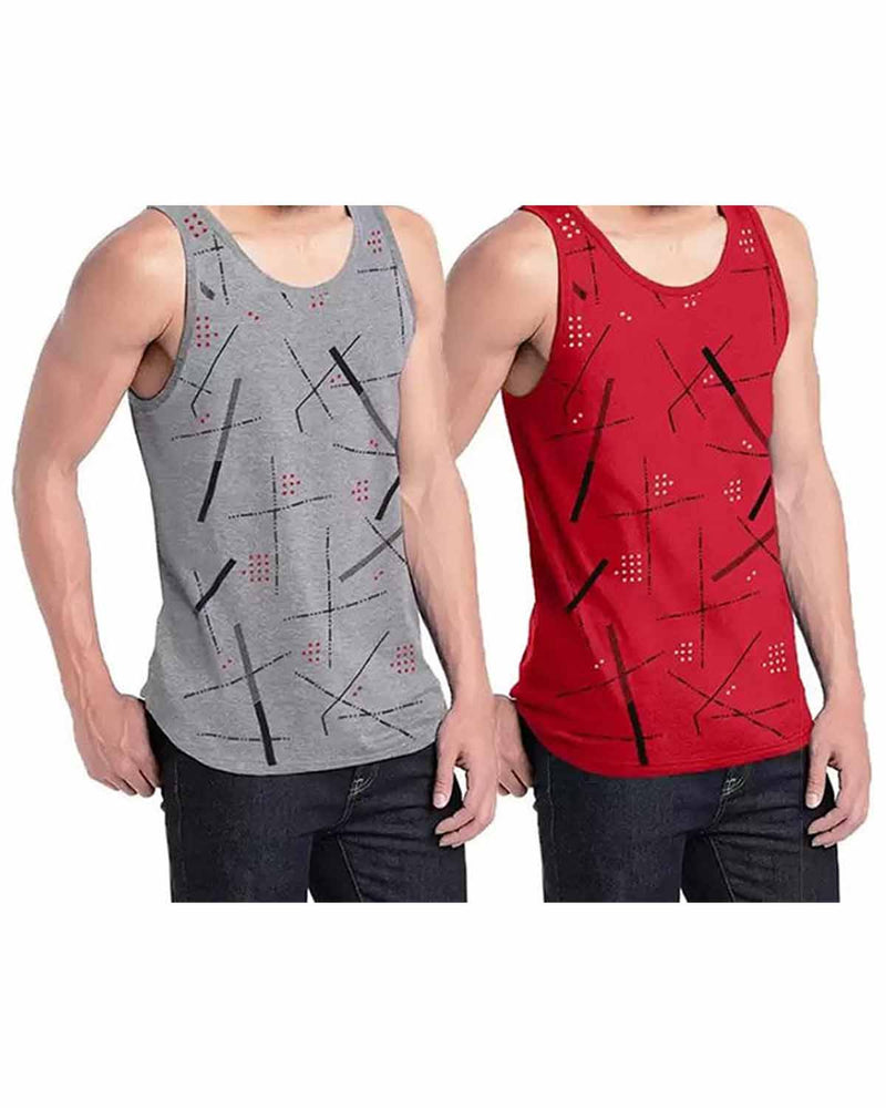 Men Vest Grey Red (Pack of 2)