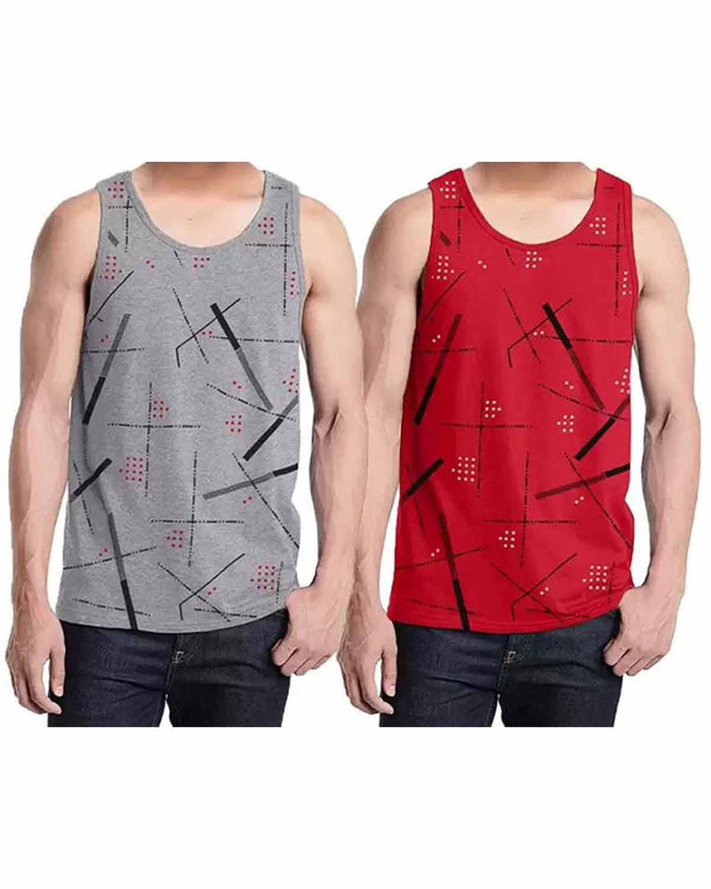 Men Vest Grey Red (Pack of 2)