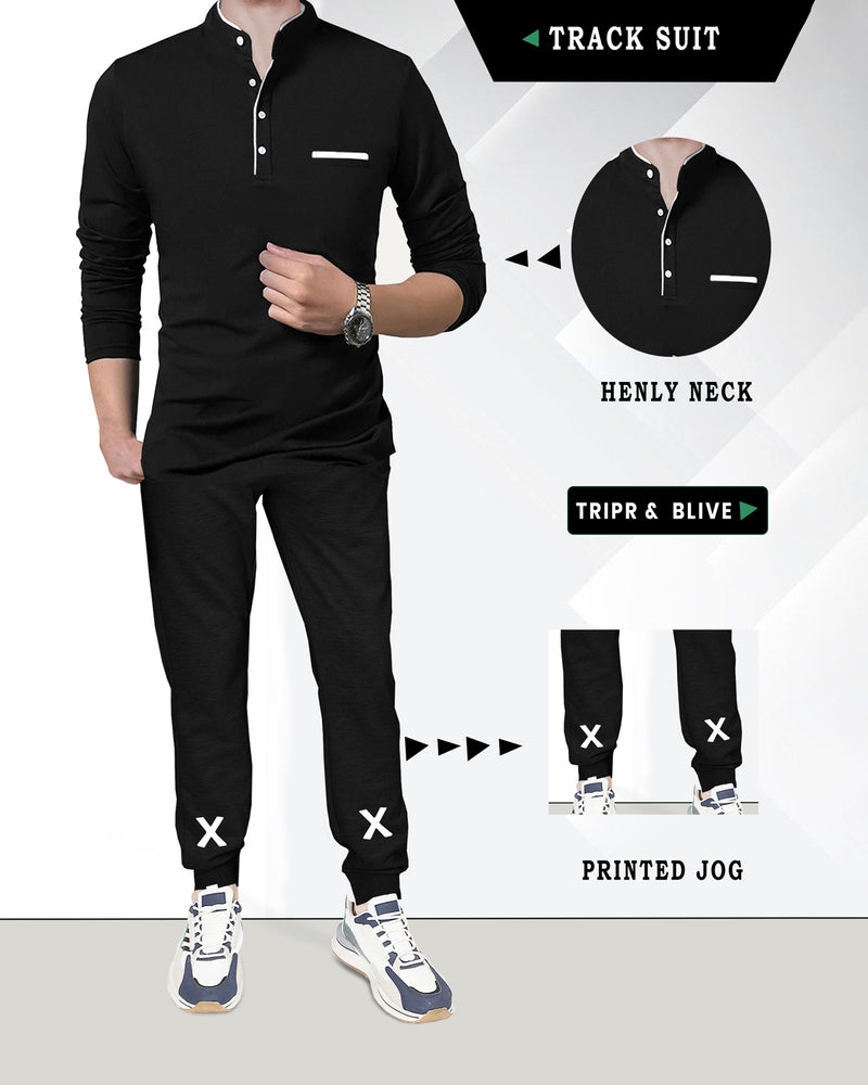 mens tracksuit full sleeve tshirt and black jogger