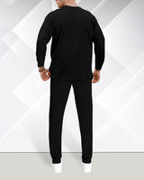 mens tracksuit - Henley Neck full sleeve tshirt and Black jogger