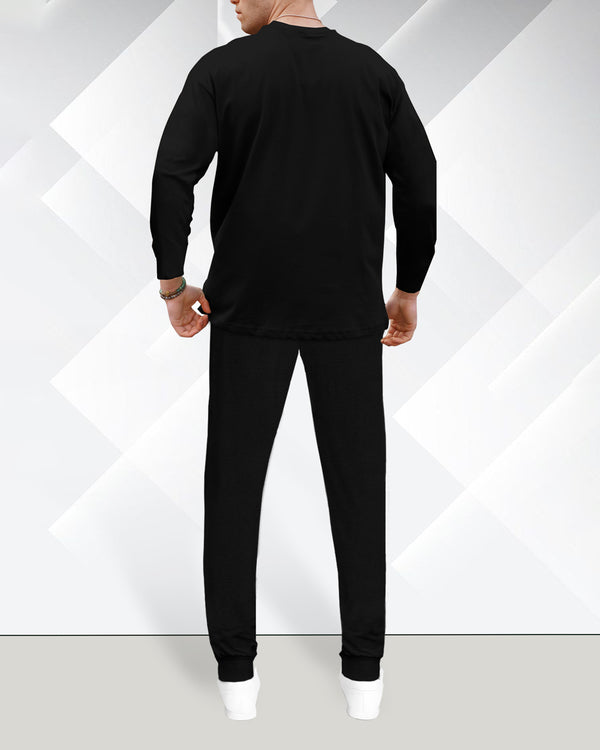 mens tracksuit full sleeve tshirt and black jogger