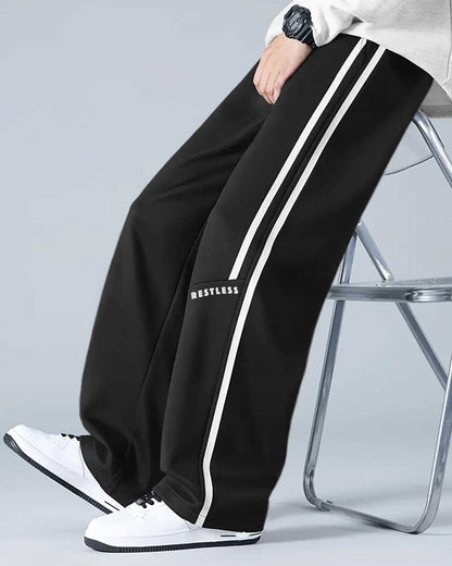 Men Printed Loose Fit Colorblocked Trackpant Black & White