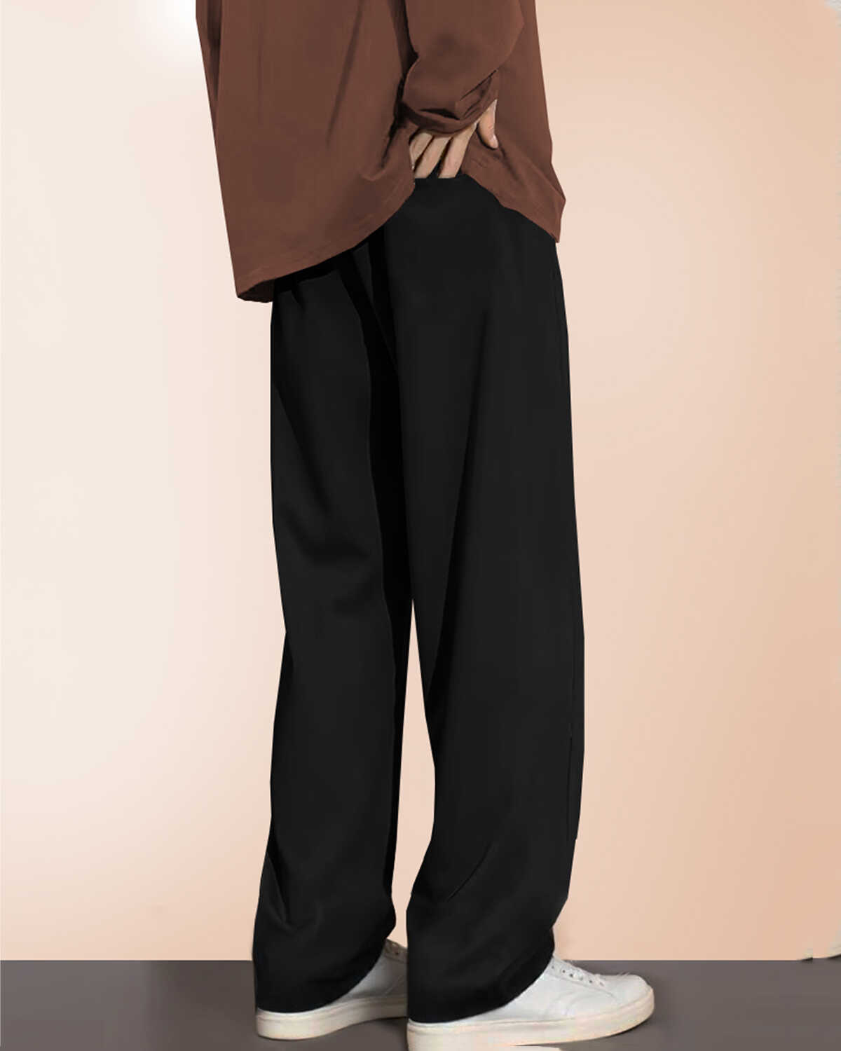 Men ON OFF Printed Loose Fit Trackpant Black